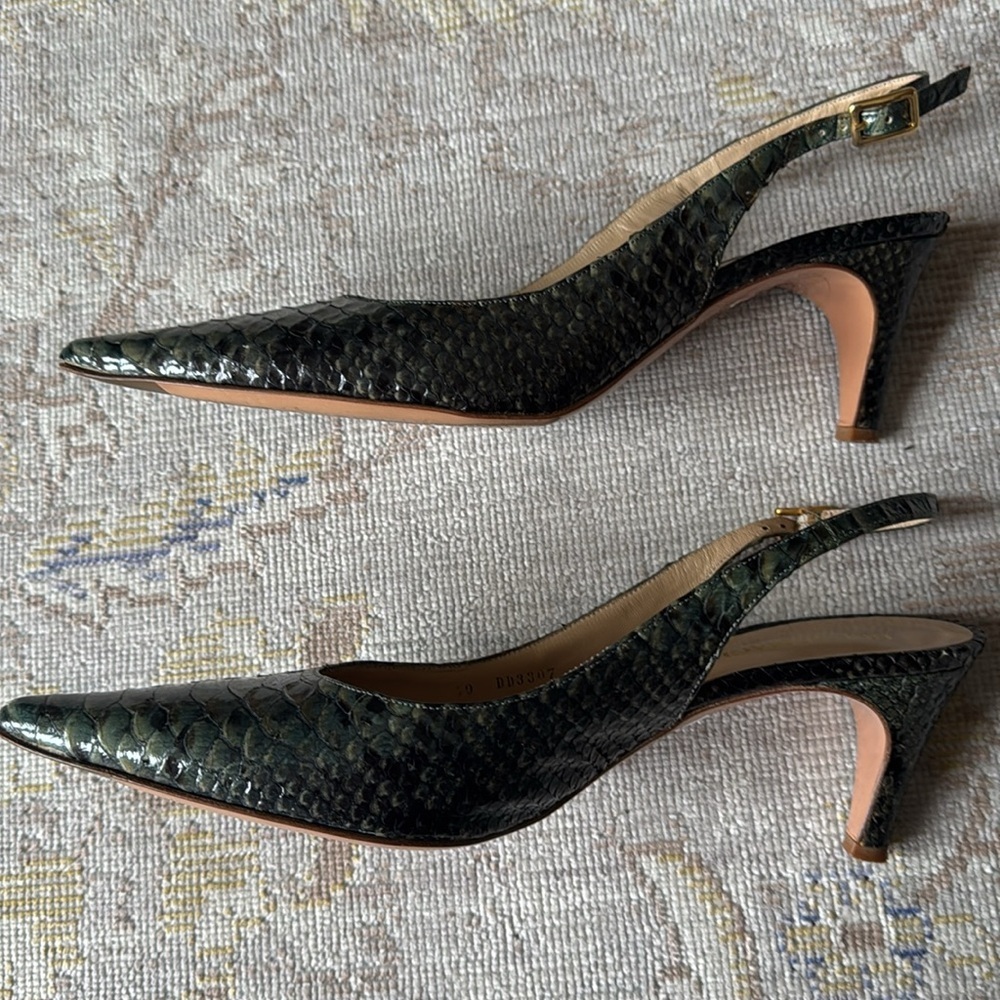 Bruno Magli Slingback Snakeskin Leather Shoes Size 40 - Picture 4 of 10